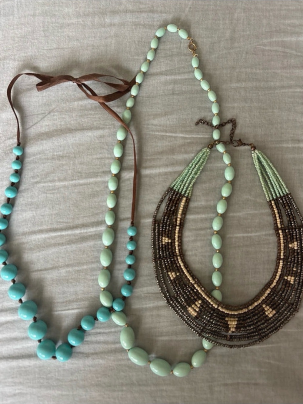 Mint Beaded Multi-Strand Statement Necklace